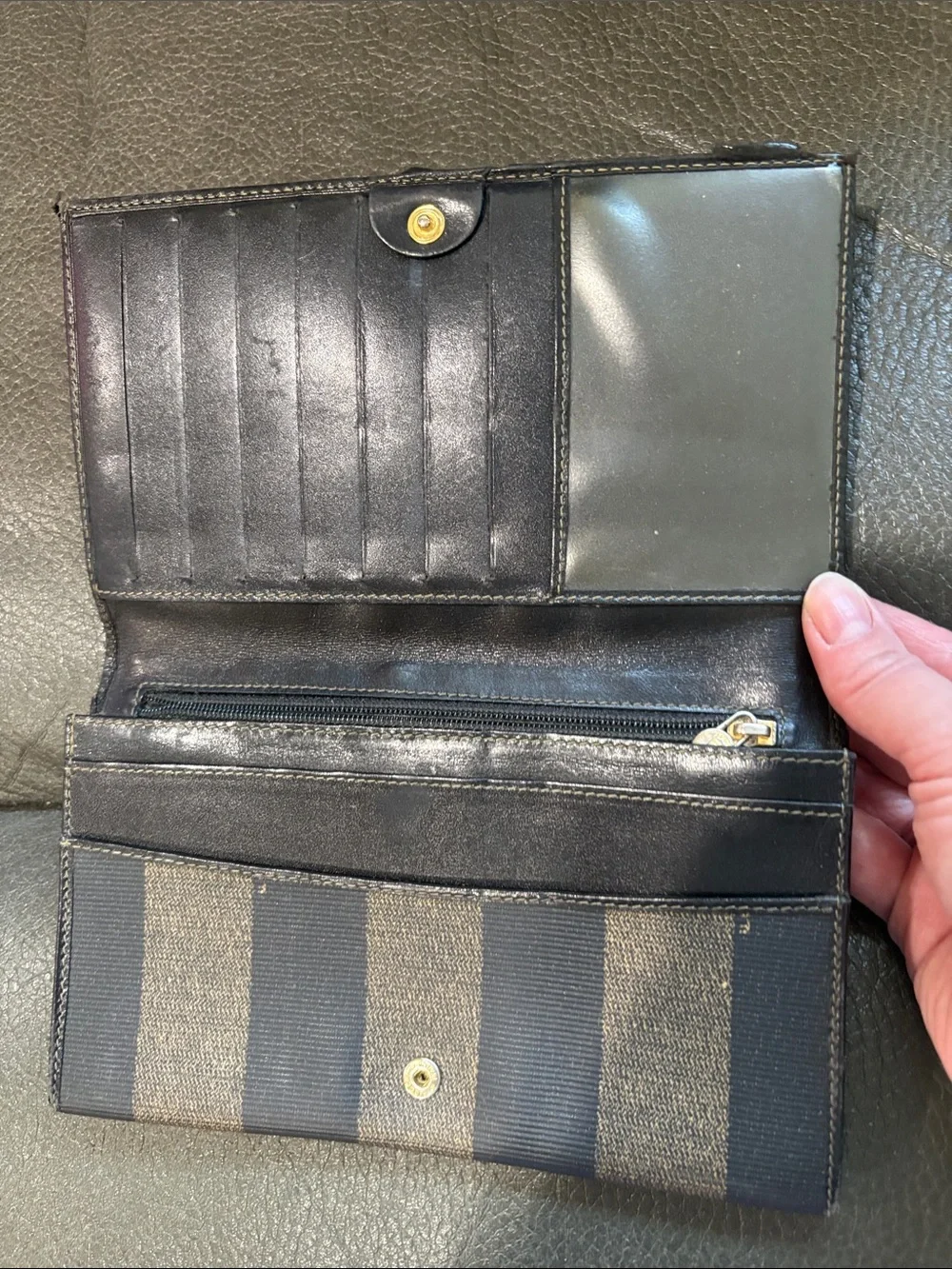 Fendi vintage striped leather wallet